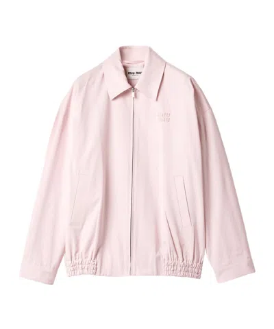 Miu Miu Poplin Blouson Jacket In Pink