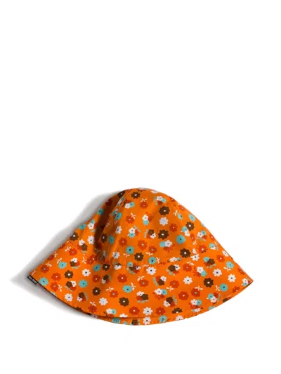 Miu Miu Poplin Bucket Hat In Orange