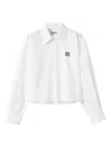 Miu Miu Cropped Cotton Poplin Shirt In White