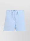 Miu Miu Poplin Cotton Shorts Raw Edges In Blue