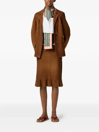 Miu Miu Poplin Crop Top In Brown