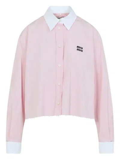 MIU MIU POPLIN CROPPED SHIRT