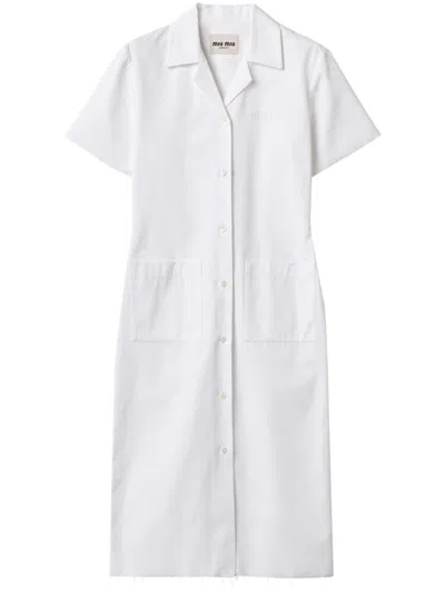 Miu Miu Poplin Dress In White