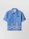 Miu Miu Womens Pervinca Boxy-fit Graphic-pattern Cotton-and-linen Shirt