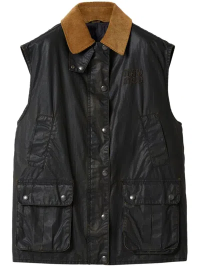 Miu Miu Poplin Gilet In Black