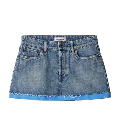 MIU MIU POPLIN-HEM DENIM SKIRT