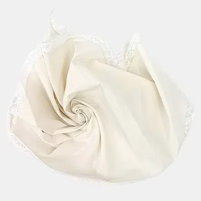 Pre-owned Miu Miu Poplin Lace Triangle Scarf (5ff036) In White