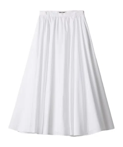Miu Miu Poplin Maxi-skirt In White