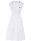 Miu Miu Poplin Midi Dress In White