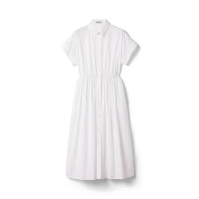 Miu Miu Poplin Midi-dress In White