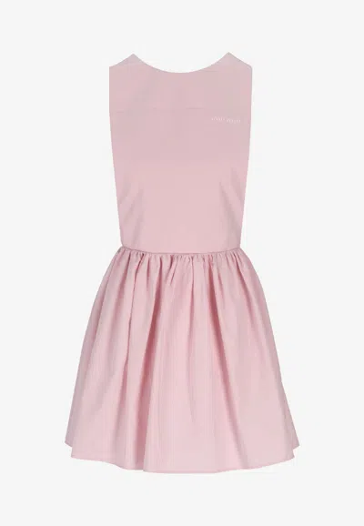Miu Miu Poplin Mini Apron Dress In Pink