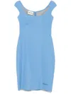 Miu Miu Embroidered Logo Tailored Dress In Blue