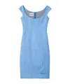 Miu Miu Embroidered Logo Tailored Dress In Blue