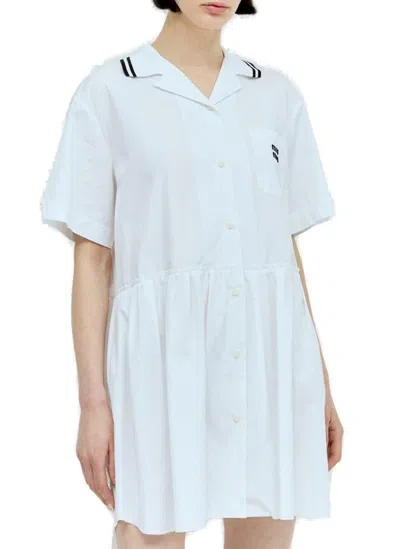 Miu Miu Poplin Mini Dress In White