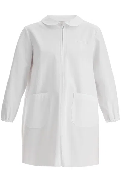 Miu Miu Poplin Mini Dress With Zipper In White