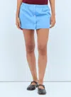 Miu Miu Women Poplin Mini Skirt In Blue