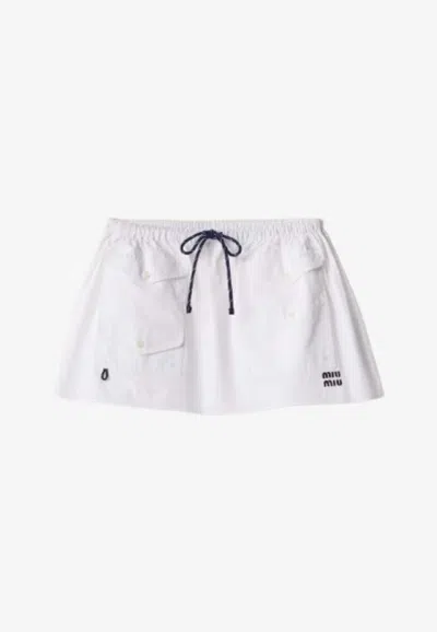 Miu Miu Poplin Mini Skirt In White