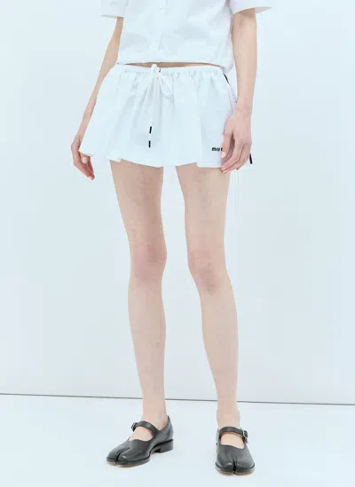 Miu Miu Poplin Mini Skirt In White