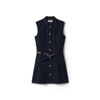 Miu Miu Poplin Mini-dress In Blue