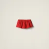 Miu Miu Poplin Mini Flared Skirt With Side Pockets In Scarlet