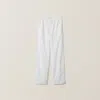 Miu Miu Embroidered-logo Poplin Trousers In White