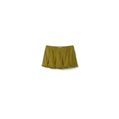 Miu Miu Poplin Pleated Miniskirt In Green