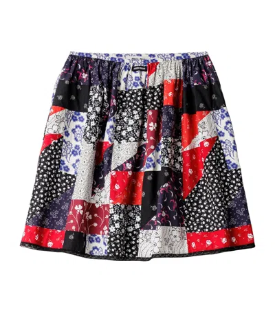 Miu Miu Poplin Printed Midi Skirt In Multi