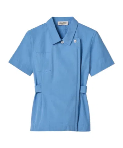 MIU MIU MIU MIU DOUBLE-BREASTED SHORT-SLEEVED SHIRT