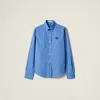 Miu Miu Button-detailed Cotton-poplin Shirt In Blue