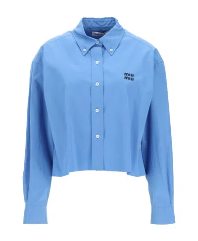Miu Miu Poplin Shirt In Blue