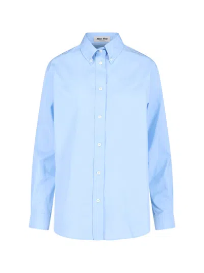 Miu Miu Poplin Shirt In Blue
