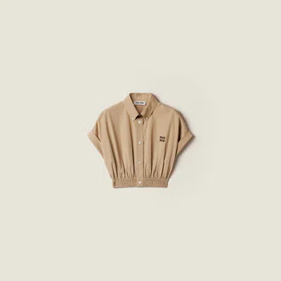 Miu Miu Poplin Shirt In Brown