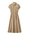 Miu Miu Poplin Shirt Dress Waist Gathering Detail In Brown