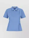 Miu Miu Poplin Shirt Featuring Belted Waist And Buttons In Blue