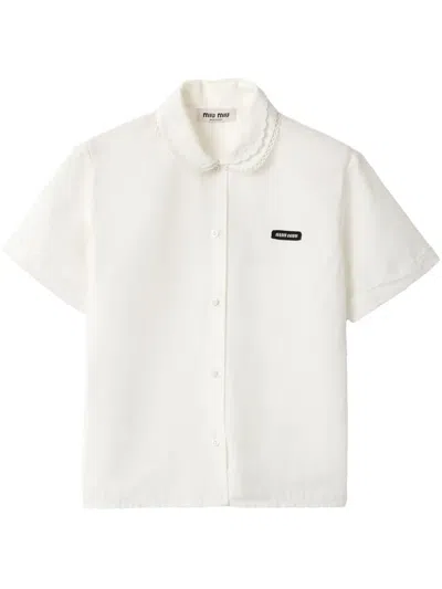 Miu Miu Logo-patch Short-sleeved Shirt In White