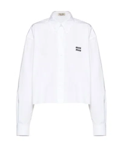 Miu Miu Poplin Shirt In White