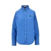 Miu Miu Poplin Shirt With Logo Embroidery In Blue