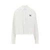 Miu Miu Poplin Shirt With Logo Embroidery In White