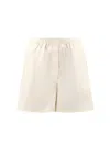 Miu Miu Logo Embroidered Shorts In White