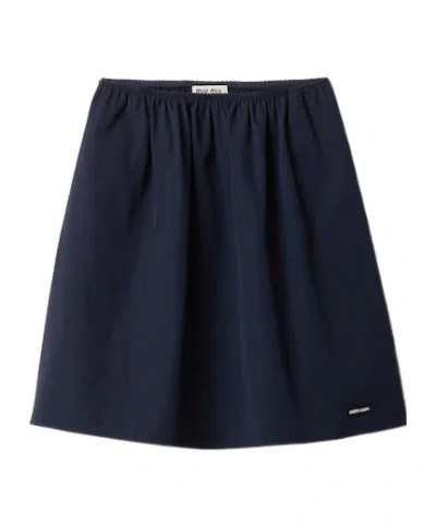 Miu Miu Poplin Skirt In Blue