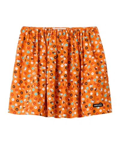 Miu Miu Poplin Skirt In Burgundy