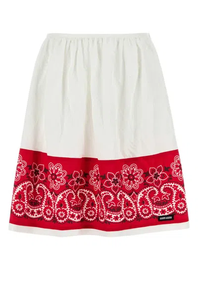 Miu Miu Poplin Skirt In White