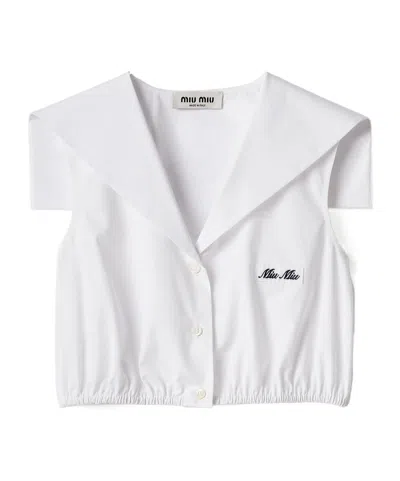 Miu Miu Poplin Top In White