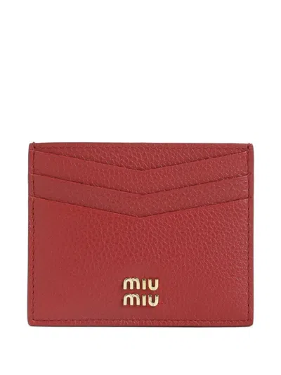 Miu Miu Leather Cardholder In Red