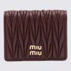 Miu Miu Quilted Leather Card Holder In Brown