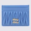 Miu Miu Quilted Leather Card Holder In Blue