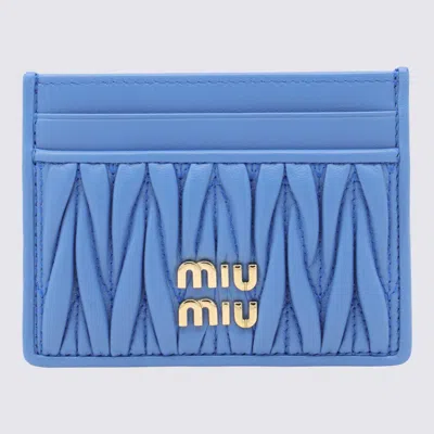 MIU MIU MIU MIU LIGHT BLUE LEATHER CARD HOLDER