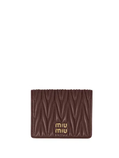 MIU MIU SMALL MATELASSÉ NAPPA LEATHER WALLET WITH SNAP CLOSURE