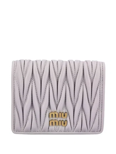 Miu Miu Small Quilted Nappa Leather Wallet With Snap Closure In Multi