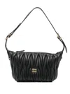 Miu Miu Leather Shoulder Bag Adjustable Strap Hardware In Black